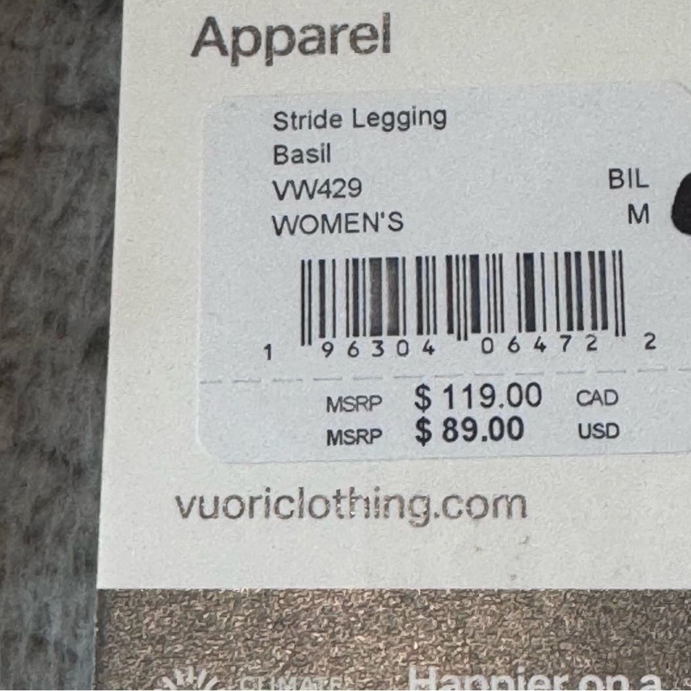 VUORI Stride Legging BASIL Green Size Medium Women's Performance Legging VW429 - Picture 3 of 13